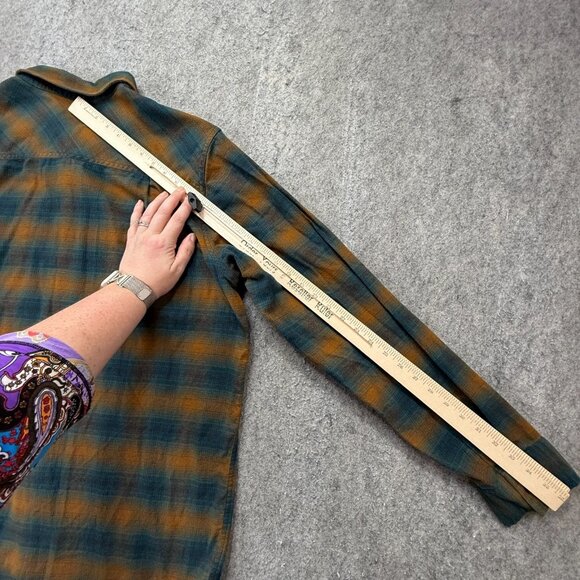Outdoor Research Flannel Shirt Men 2XL Orange Blue Plaid - Picture 12 of 14